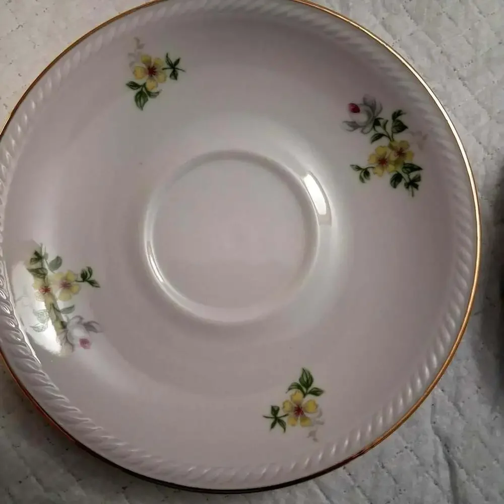 Winterling Bavaria Saucers, Set of 4, Floral Gold Trim